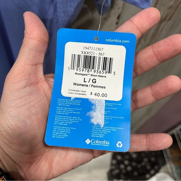 Columbia Women’s Maplegate Blue Performance Shirt Quick Dry Fishing Large - Picture 4 of 7